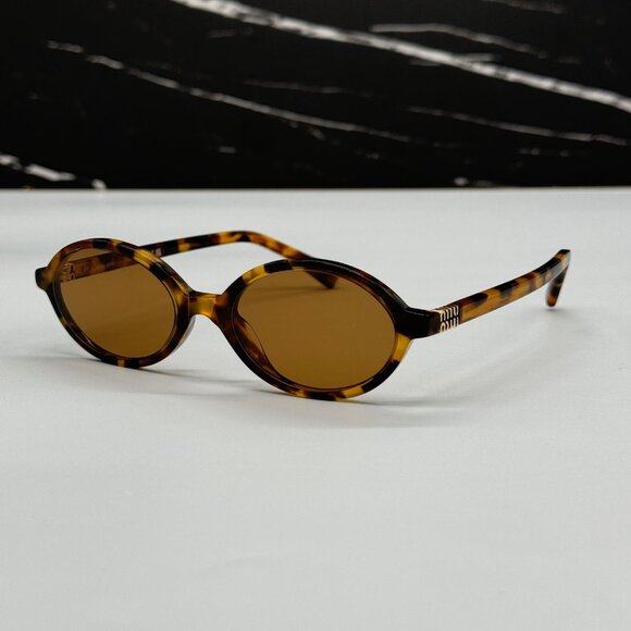 NEW MIU MIU MU 04ZS OVAL HAVANA BROWN SUNGLASSES MU04ZS 19P2Z1 WOMEN MIU MIU main image 12